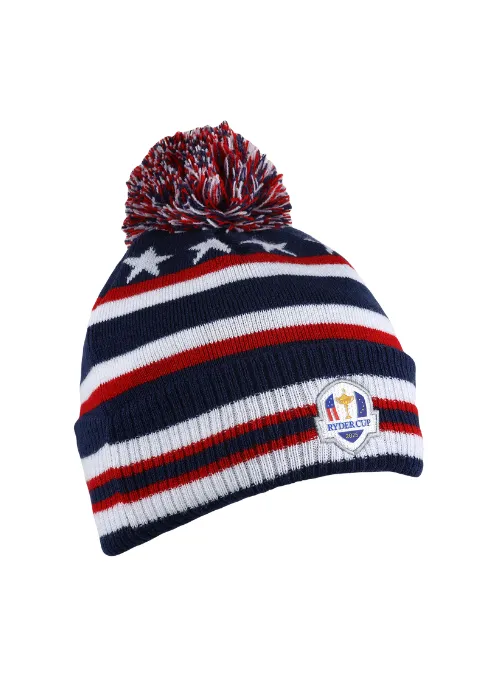 2025 Ryder Cup Red, White, and Navy Acrylic Knit with Cuff and Pom