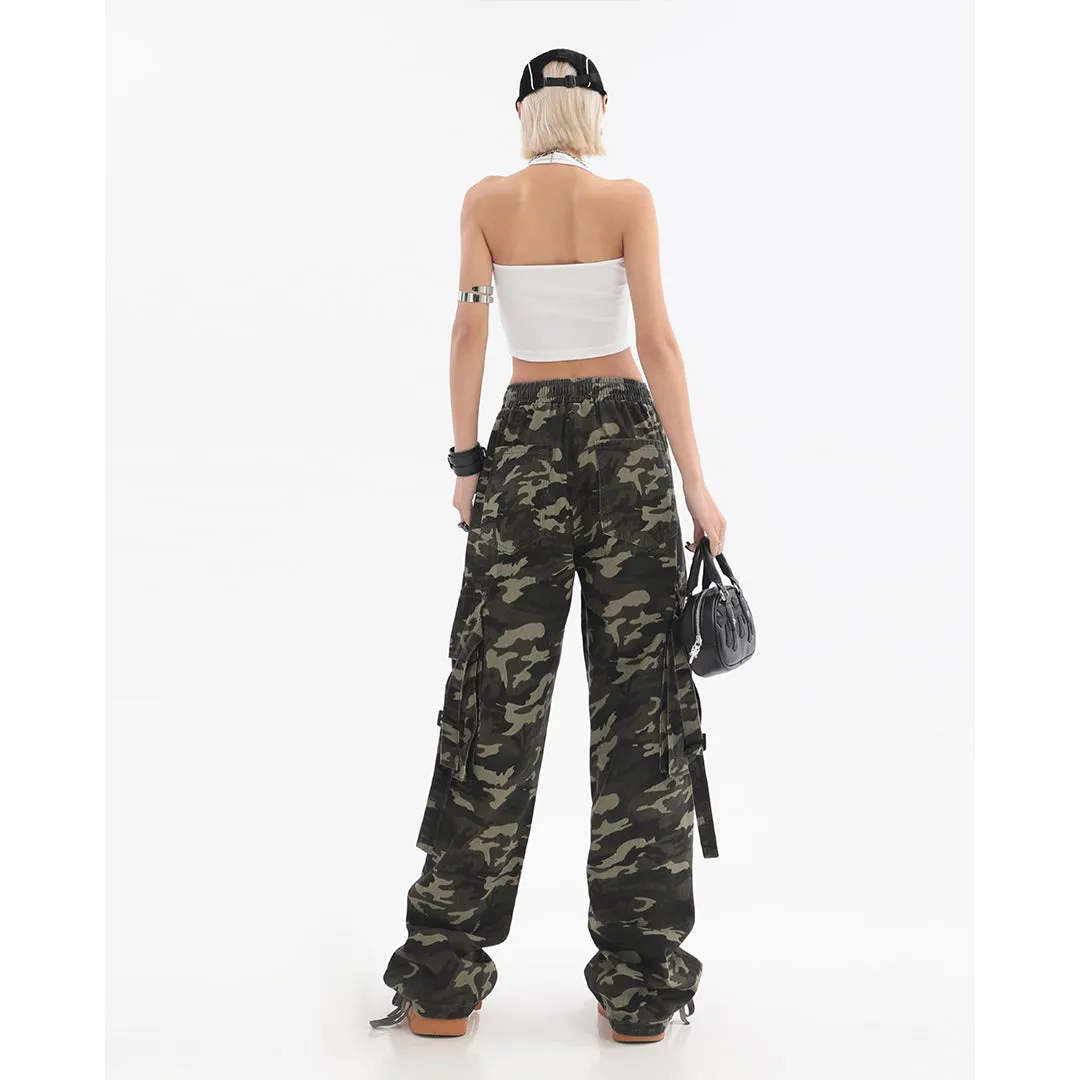 【23s July】Camouflage Wide-Leg Cargo Pants