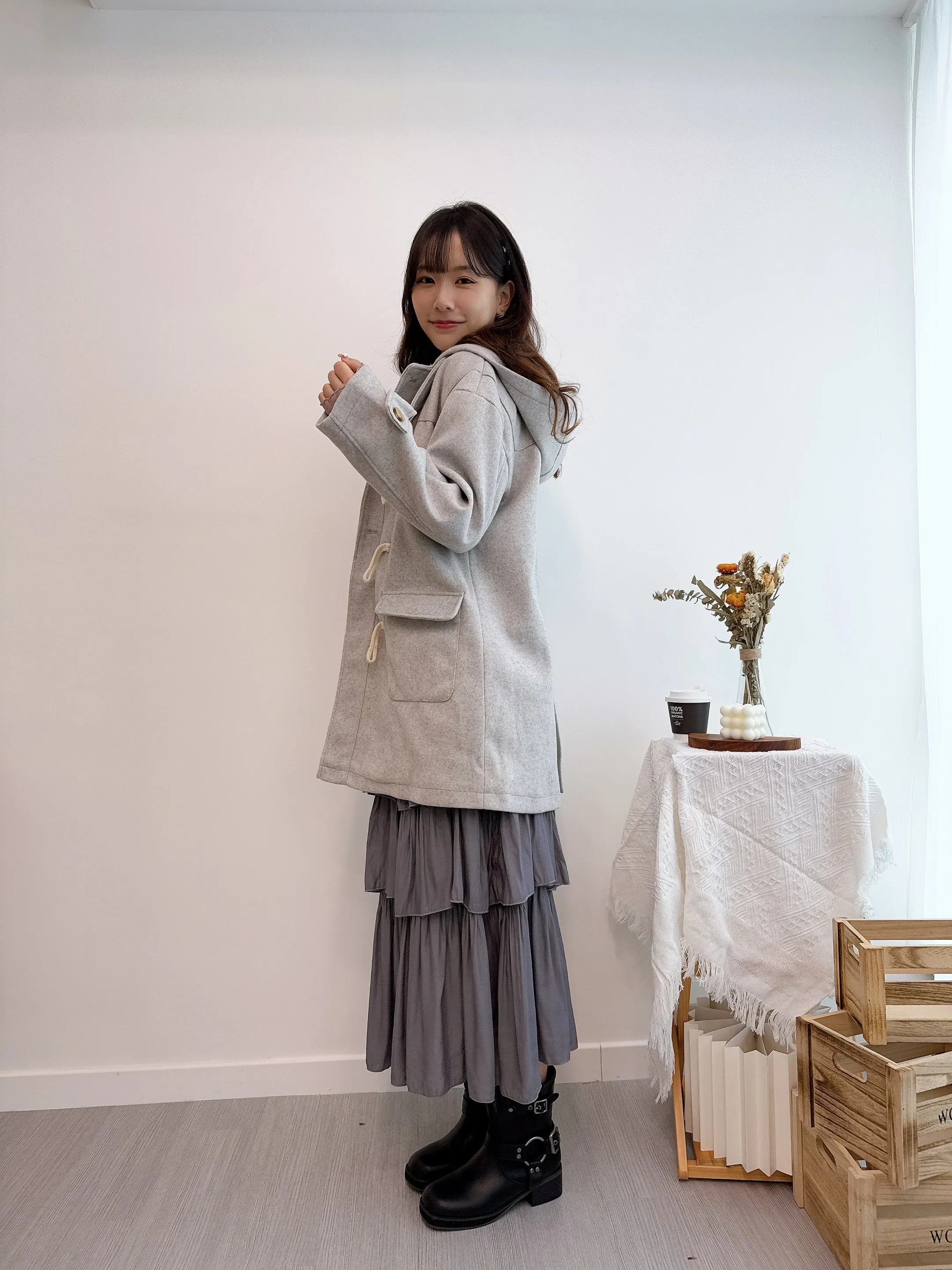 2412079 MMO Knit Sole Duffle Coat - Grey