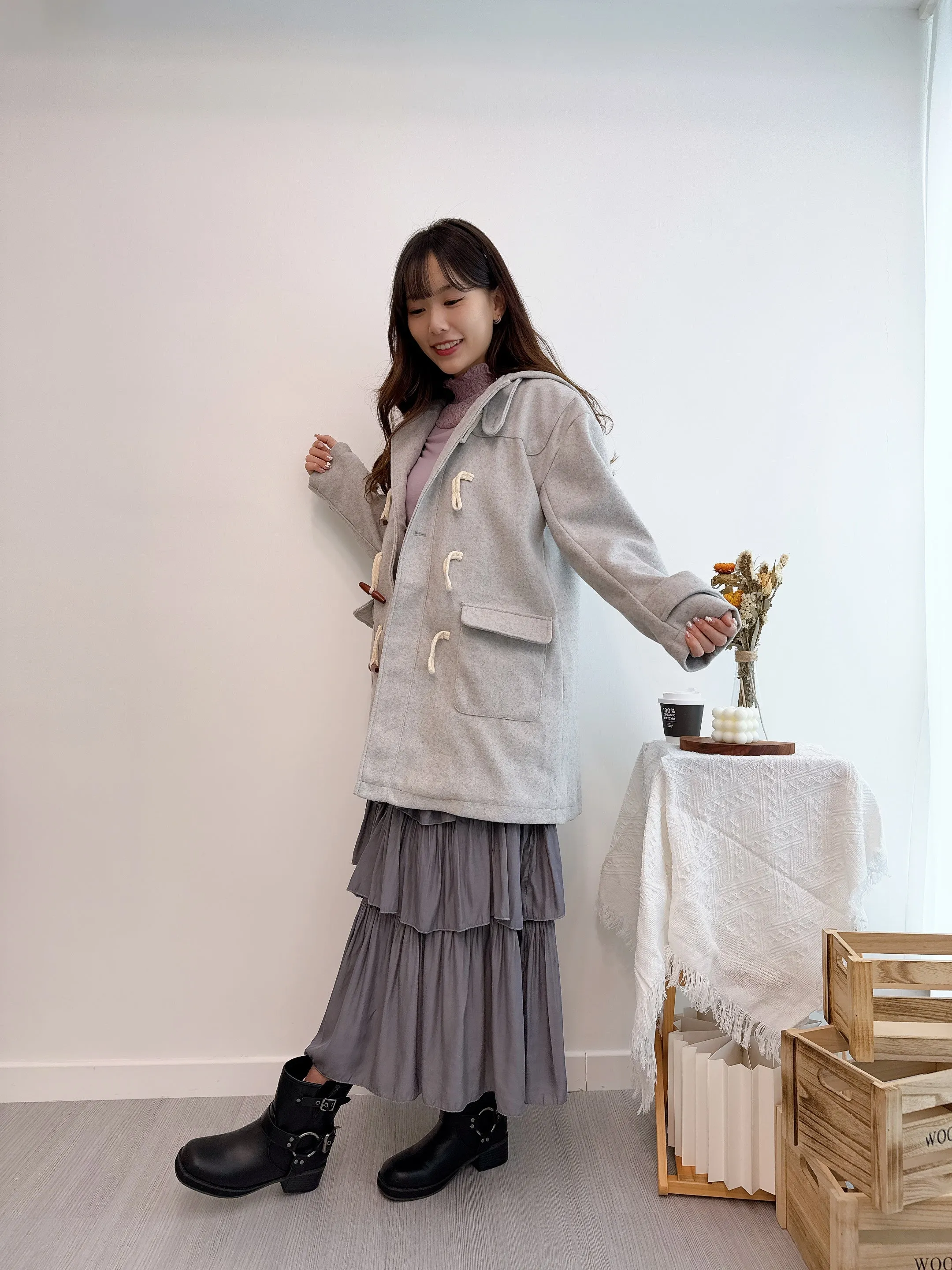 2412079 MMO Knit Sole Duffle Coat - Grey