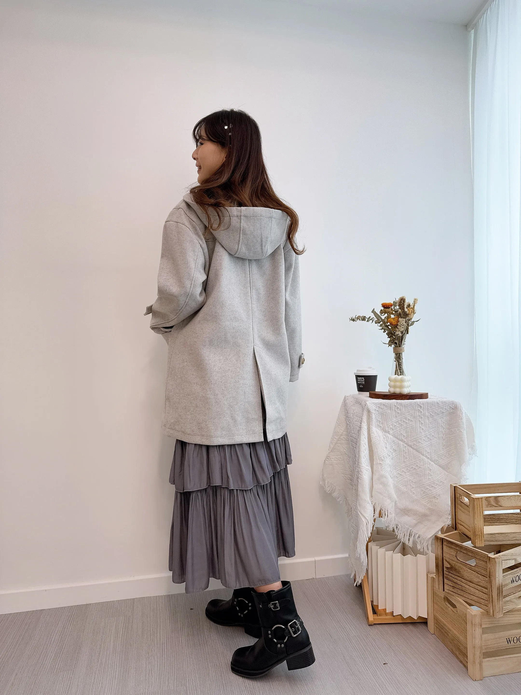 2412079 MMO Knit Sole Duffle Coat - Grey