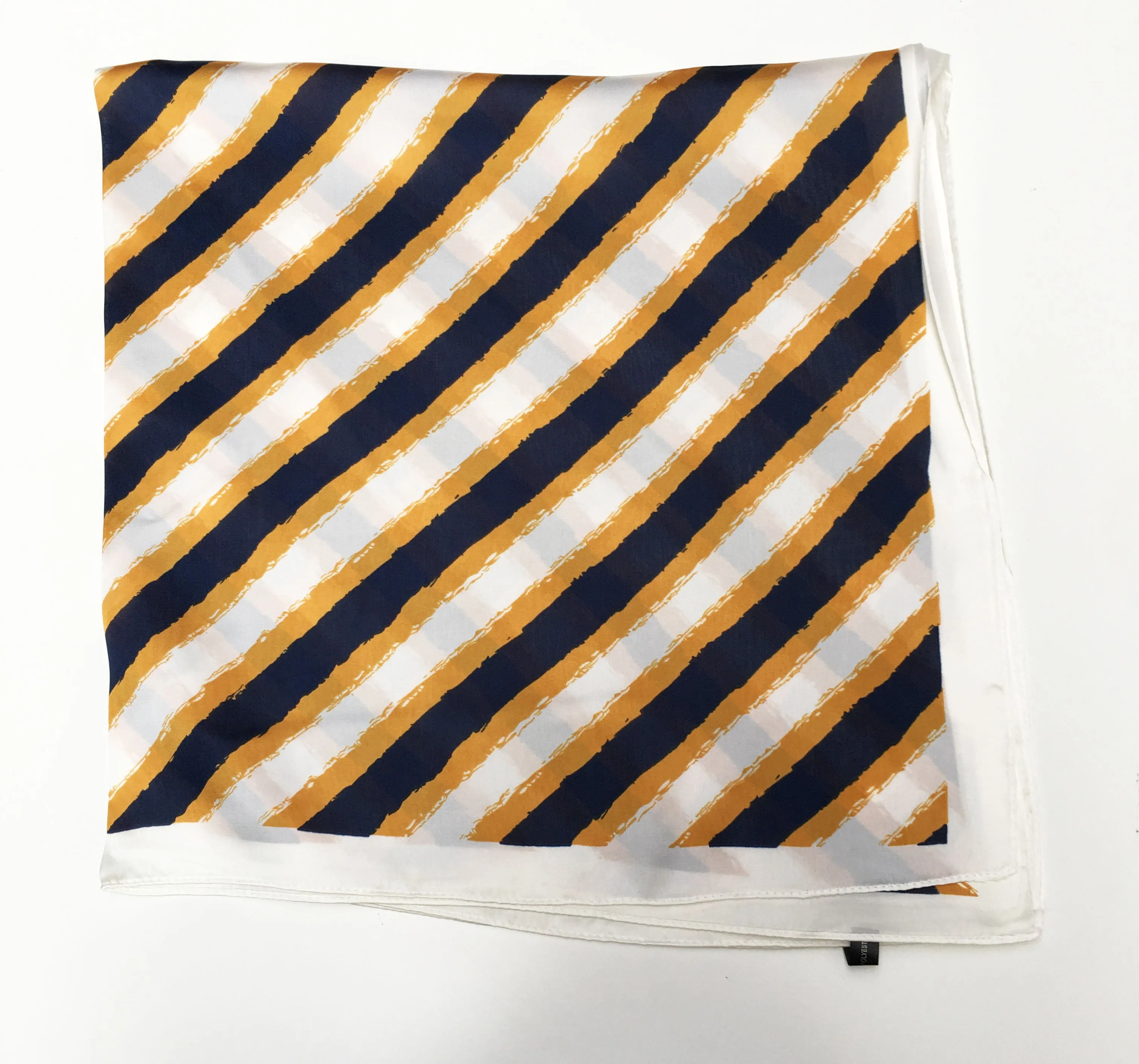70cm x 70cm Square Scarf Cream Mustard Black Stripes Scarf Thin Silky Womens Summer Spring