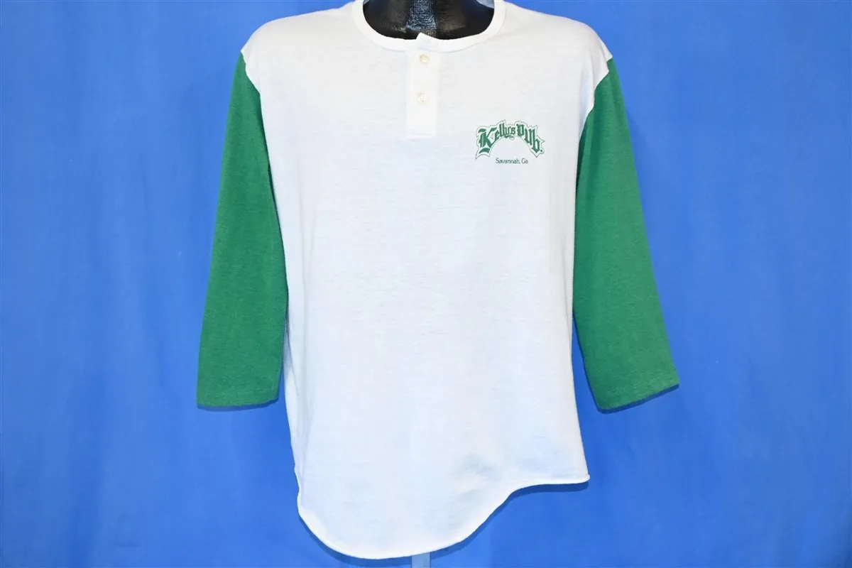 80s Kelly's Pub Raglan Henley Irish Savannah GA t-shirt Large