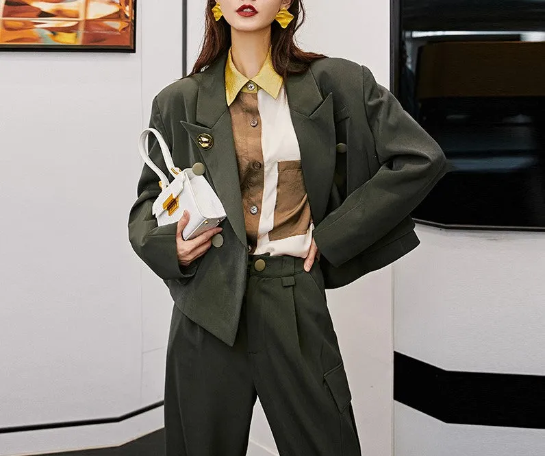 8GIRLS BLAZER AND RELAXED TAILORED TROUSER CO ORD
