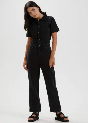 Afends Zuri Organic Denim Jumpsuit Washed Black