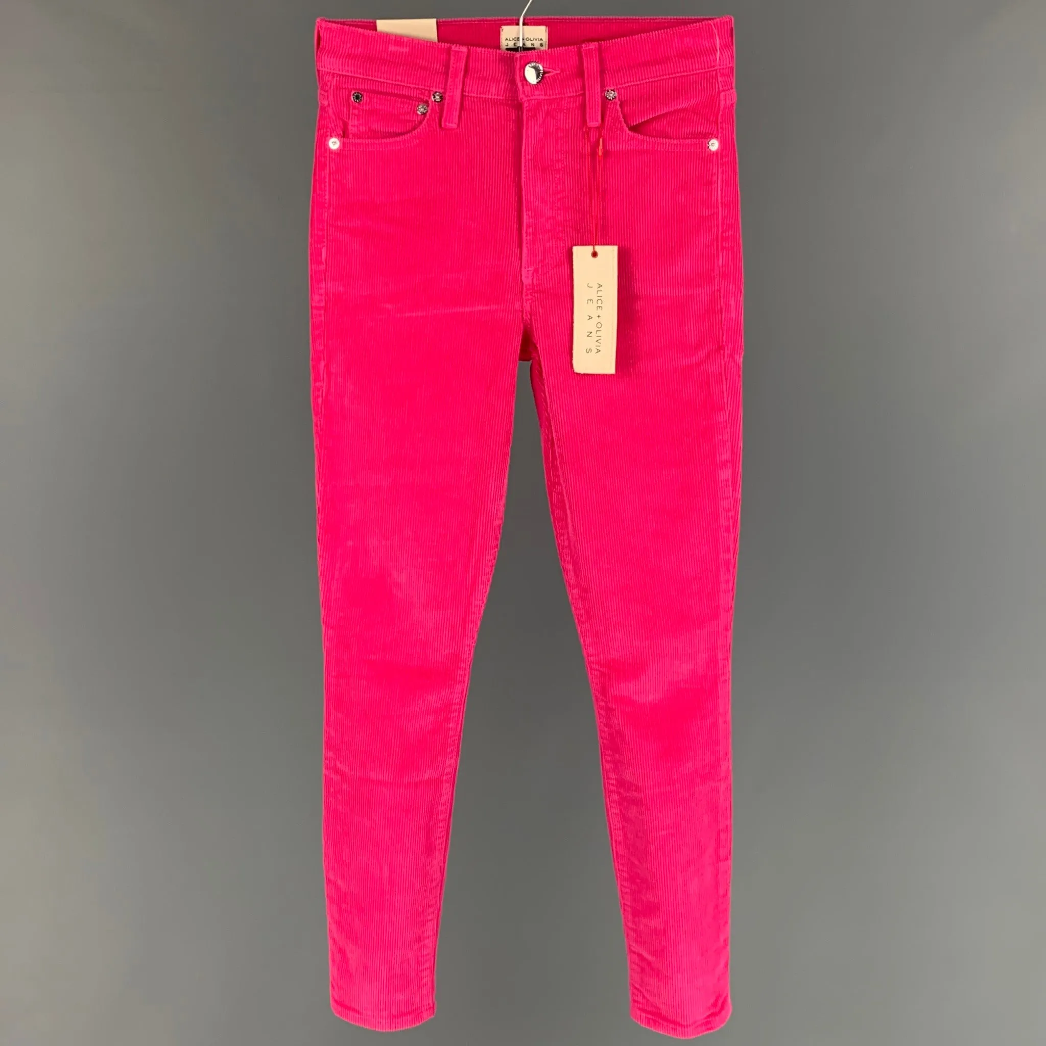 ALICE   OLIVIA Size 24 Pink Cotton Corduroy Jean Cut Pants