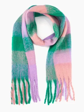 Allie Heavyweight Scarf - Green/Lilac, Square Colour Block: One-size