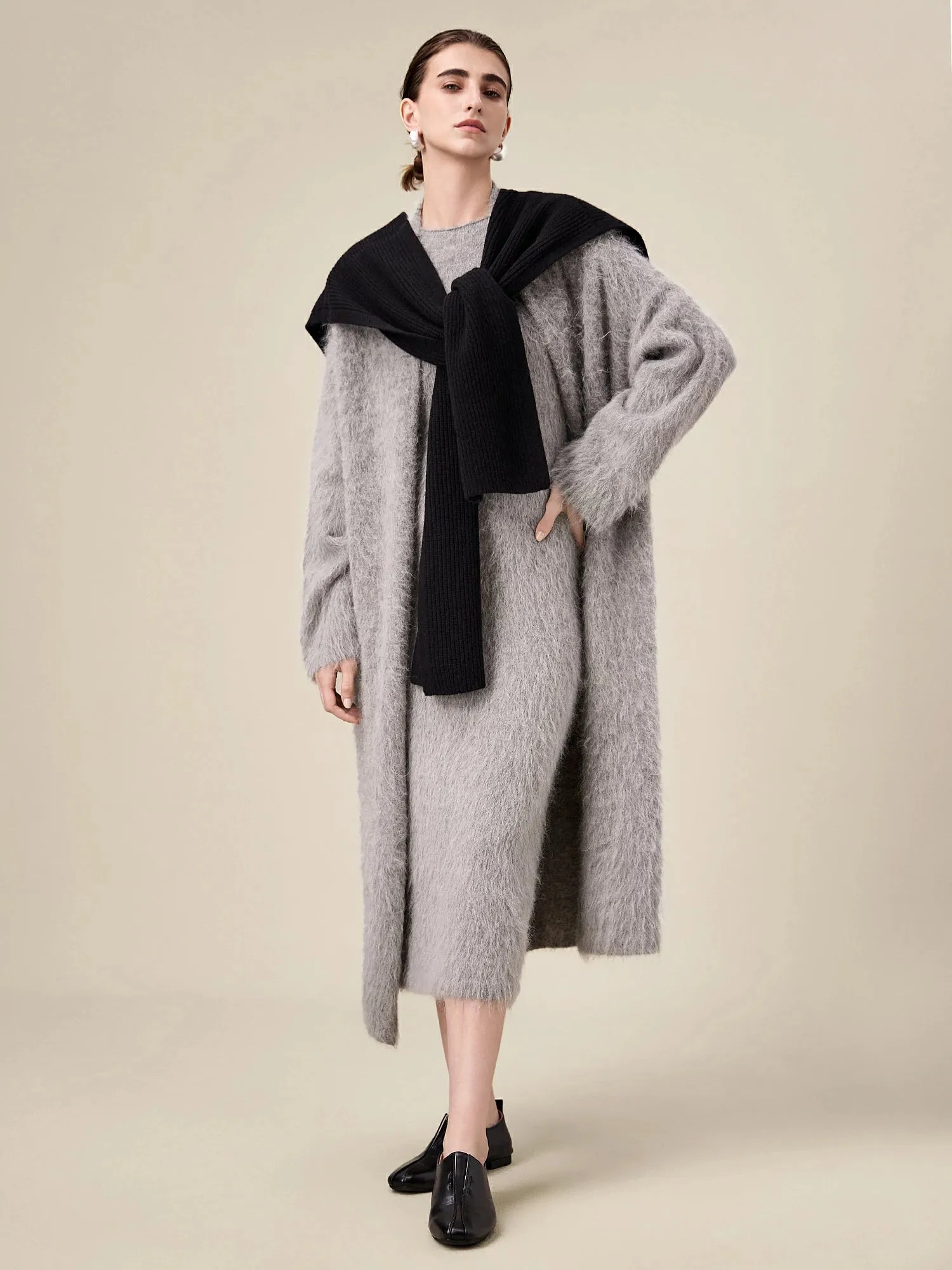 Amoretu Women's 100% Wool Chunky Knit Shawl