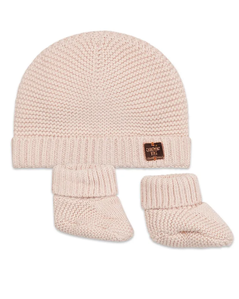 Baby Girls Pink Hat & Bootie Set