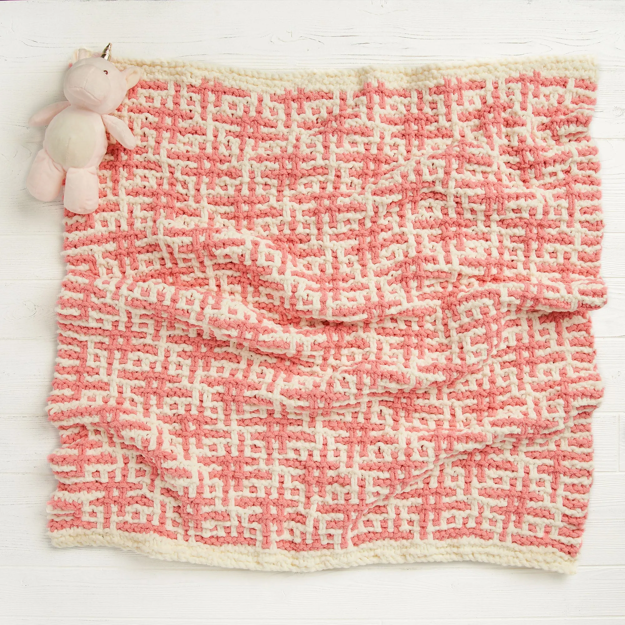 Bernat Knit Mosaic Sparkle Baby Blanket