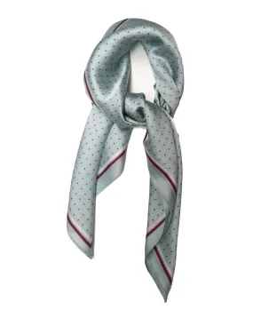 Big Square Ladies Womans Faux Silk Head Neck Thin Scarf Bag Charm - 70cm x 70cm[Duck Egg Green Polka Dot]