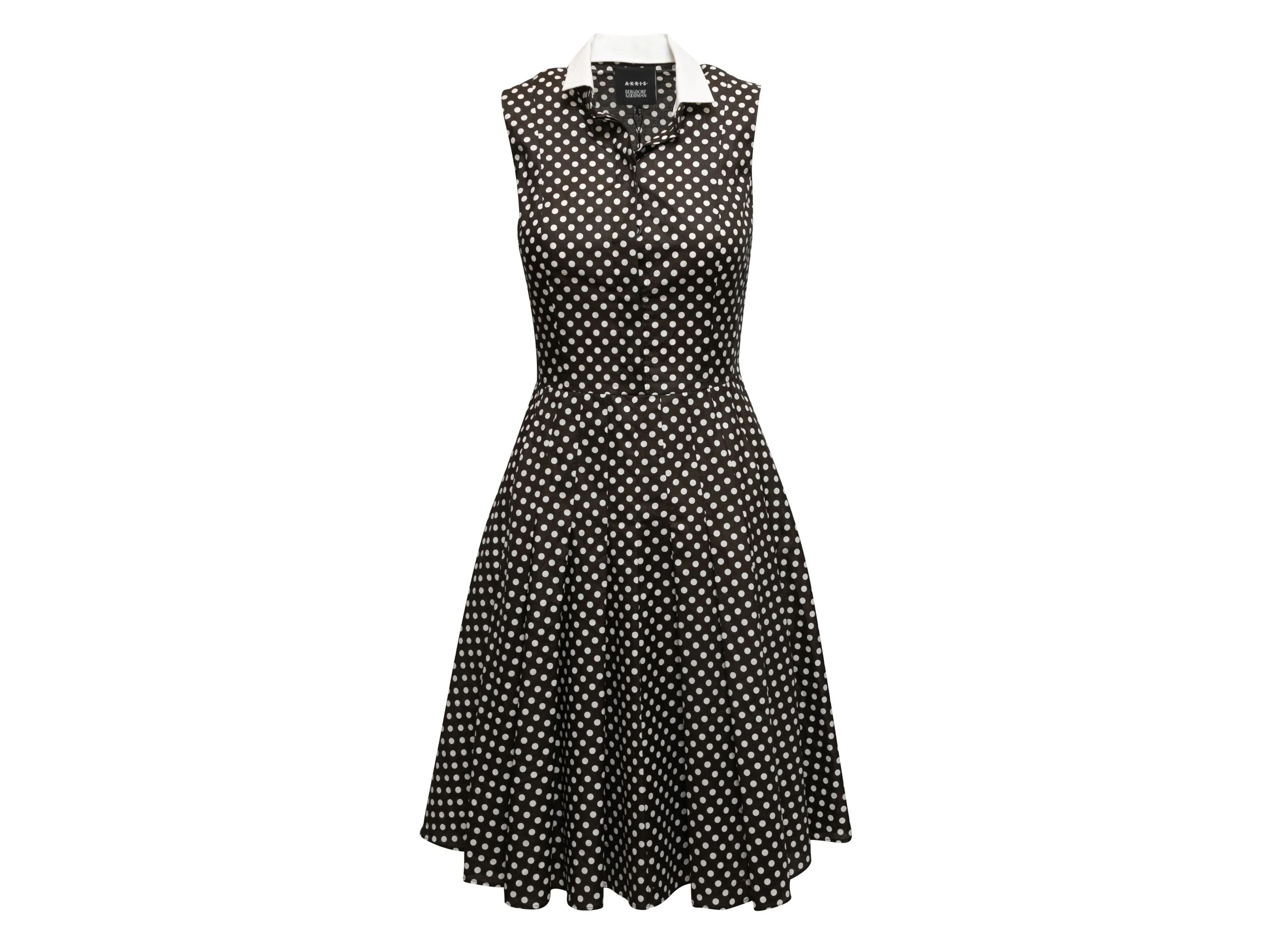 Black & White Akris Polka Dot A-Line Dress Size US 4