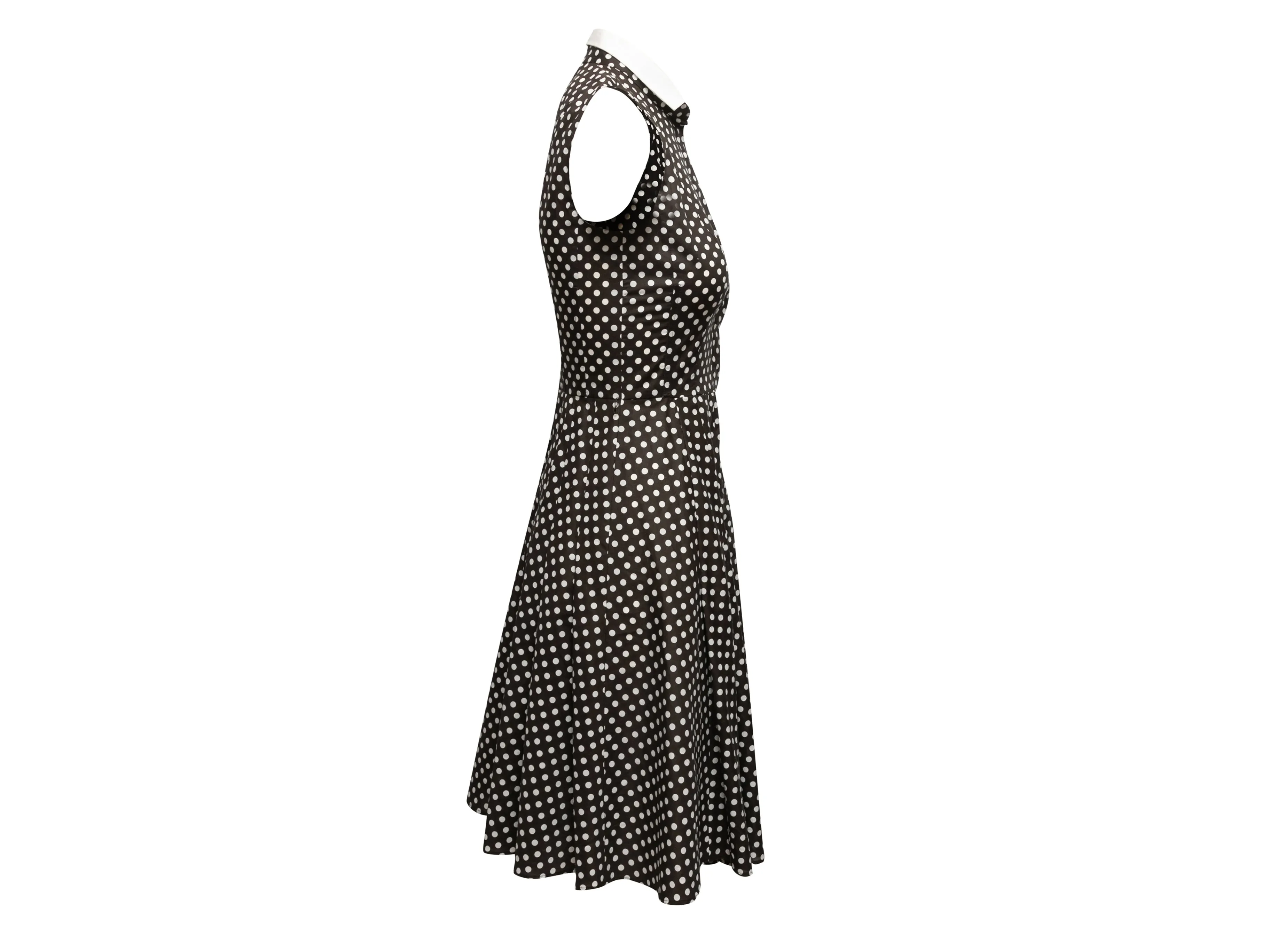 Black & White Akris Polka Dot A-Line Dress Size US 4