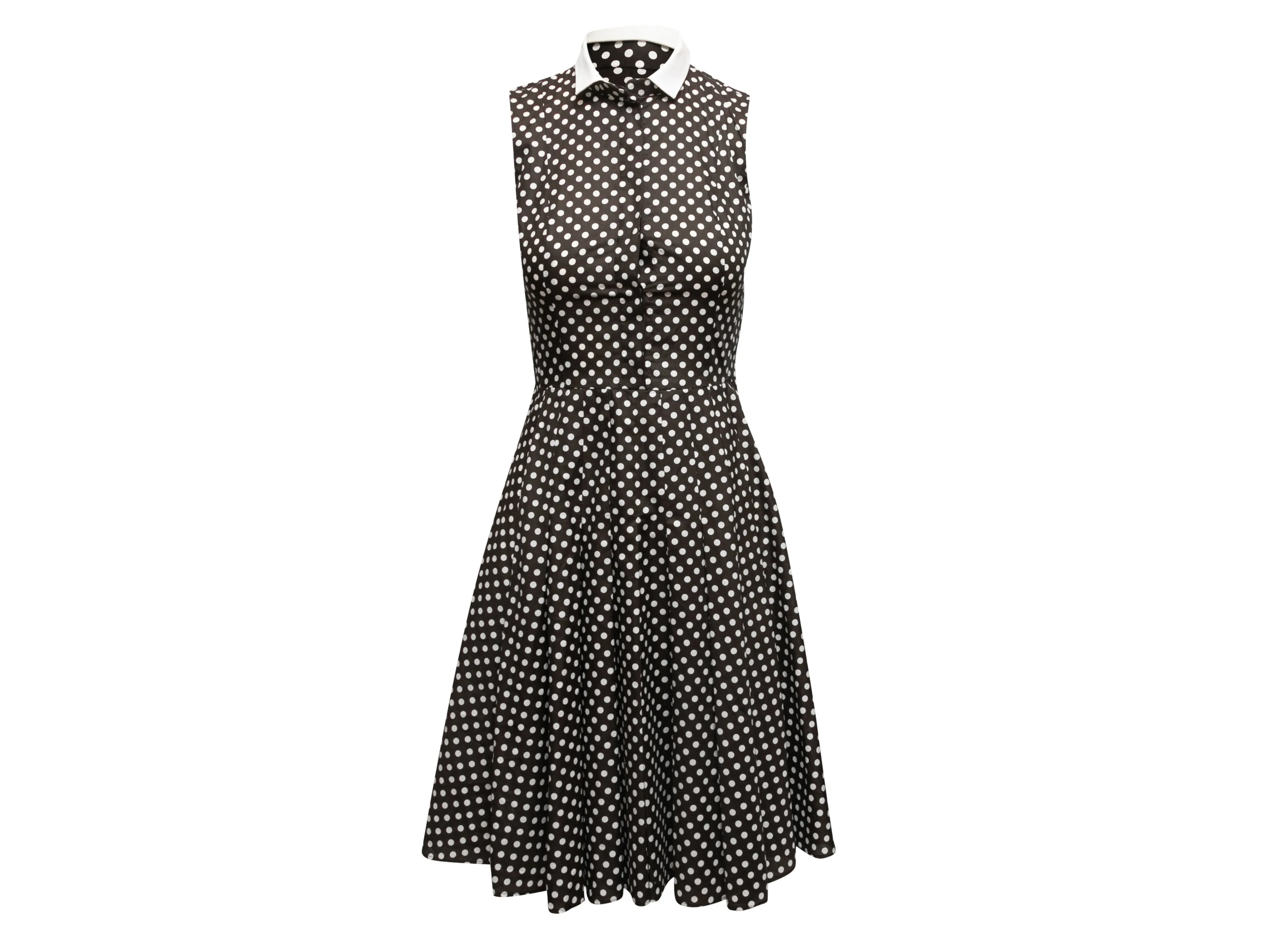 Black & White Akris Polka Dot A-Line Dress Size US 4