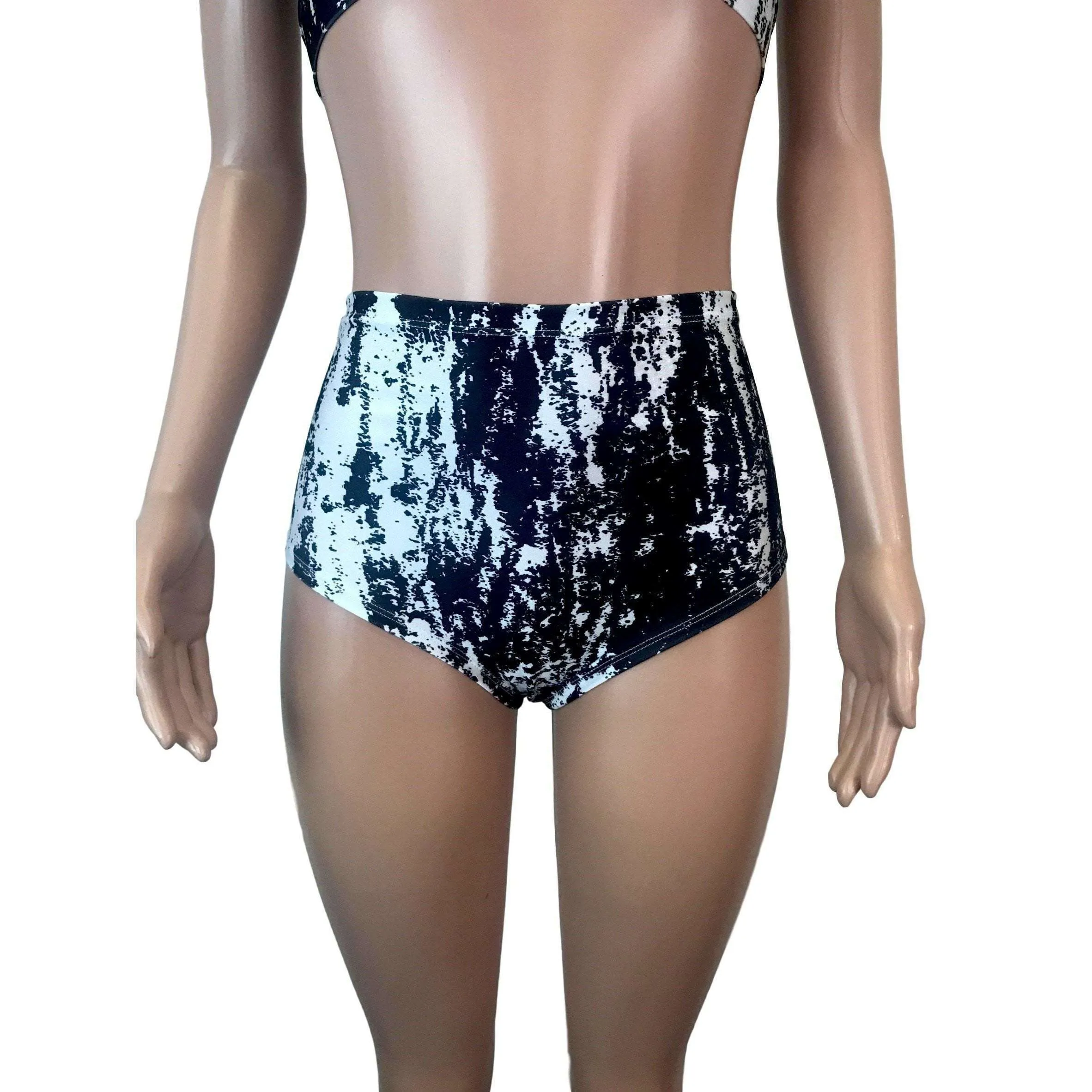 Black & White Spandex High Waist Bikini Outfit