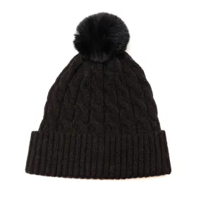 Black Cable Knit Hat 50% Recycled Polyester