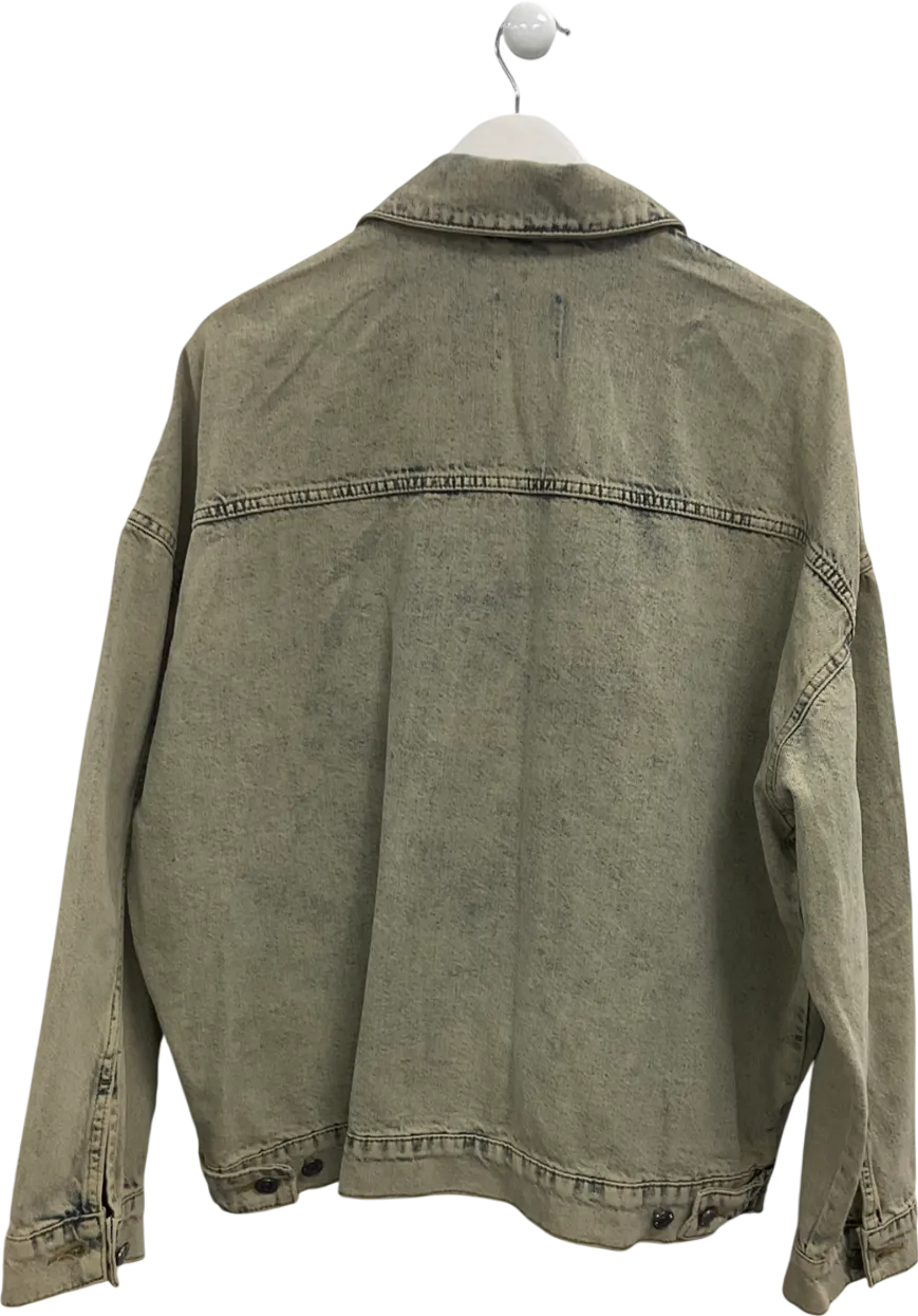 boohooMan Blue Acid Wash Denim Shacket UK L