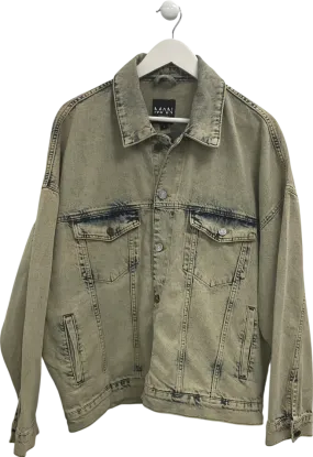 boohooMan Blue Acid Wash Denim Shacket UK L