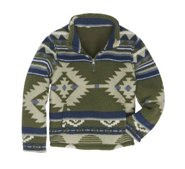 Boy's Wrangler Quarter-Zip Sherpa Pullover in Alpine