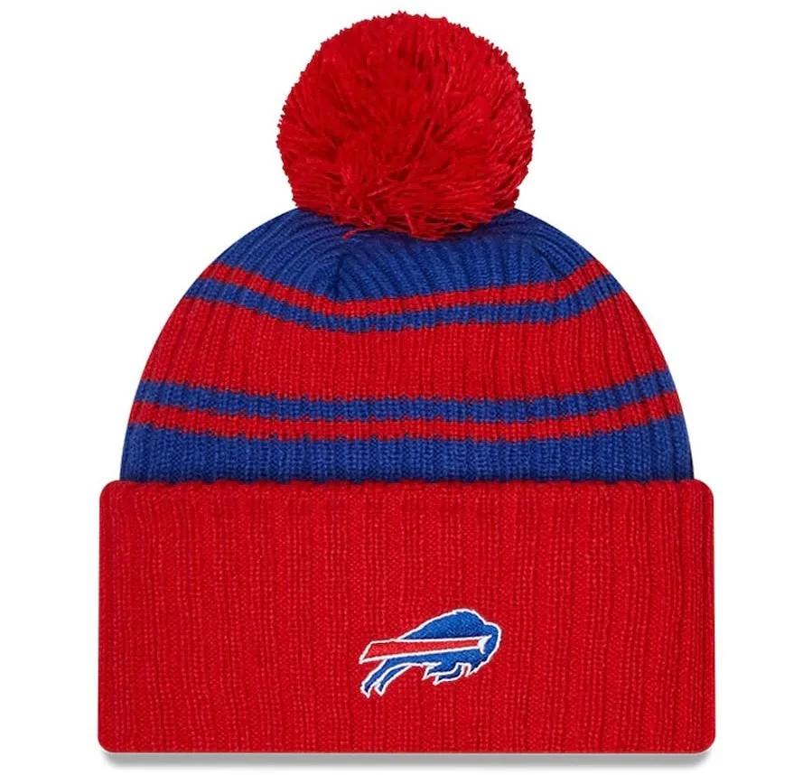 Buffalo Bills Official NFL 2022 Sideline Alternate Sport New Era Cuffed Pom Knit Beanie
