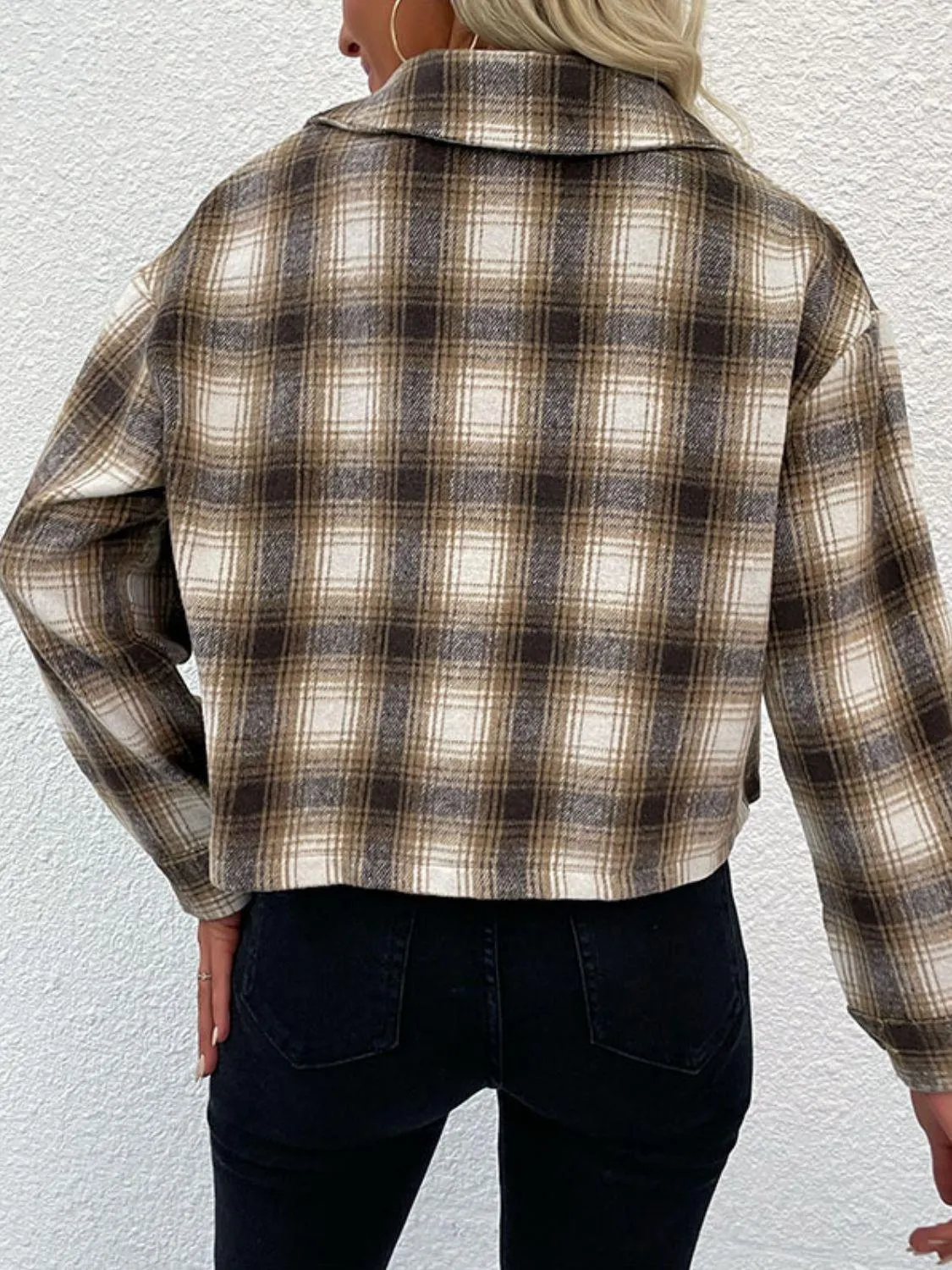 Buttoned Khaki Plaid Shacket