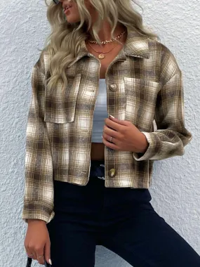 Buttoned Khaki Plaid Shacket