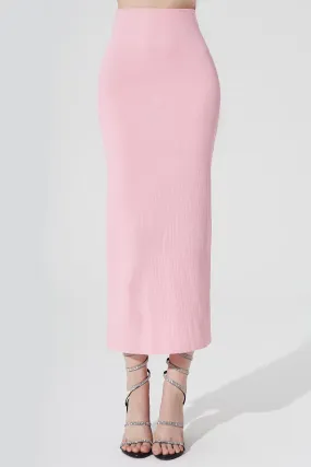 Calista Knitted Slit Skirt - Baby Pink