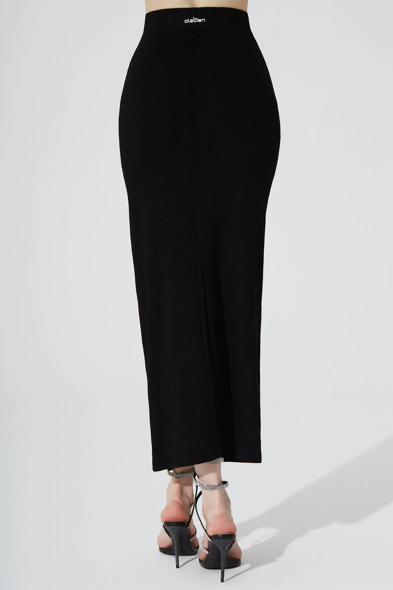 Calista Knitted Slit Skirt - Noir