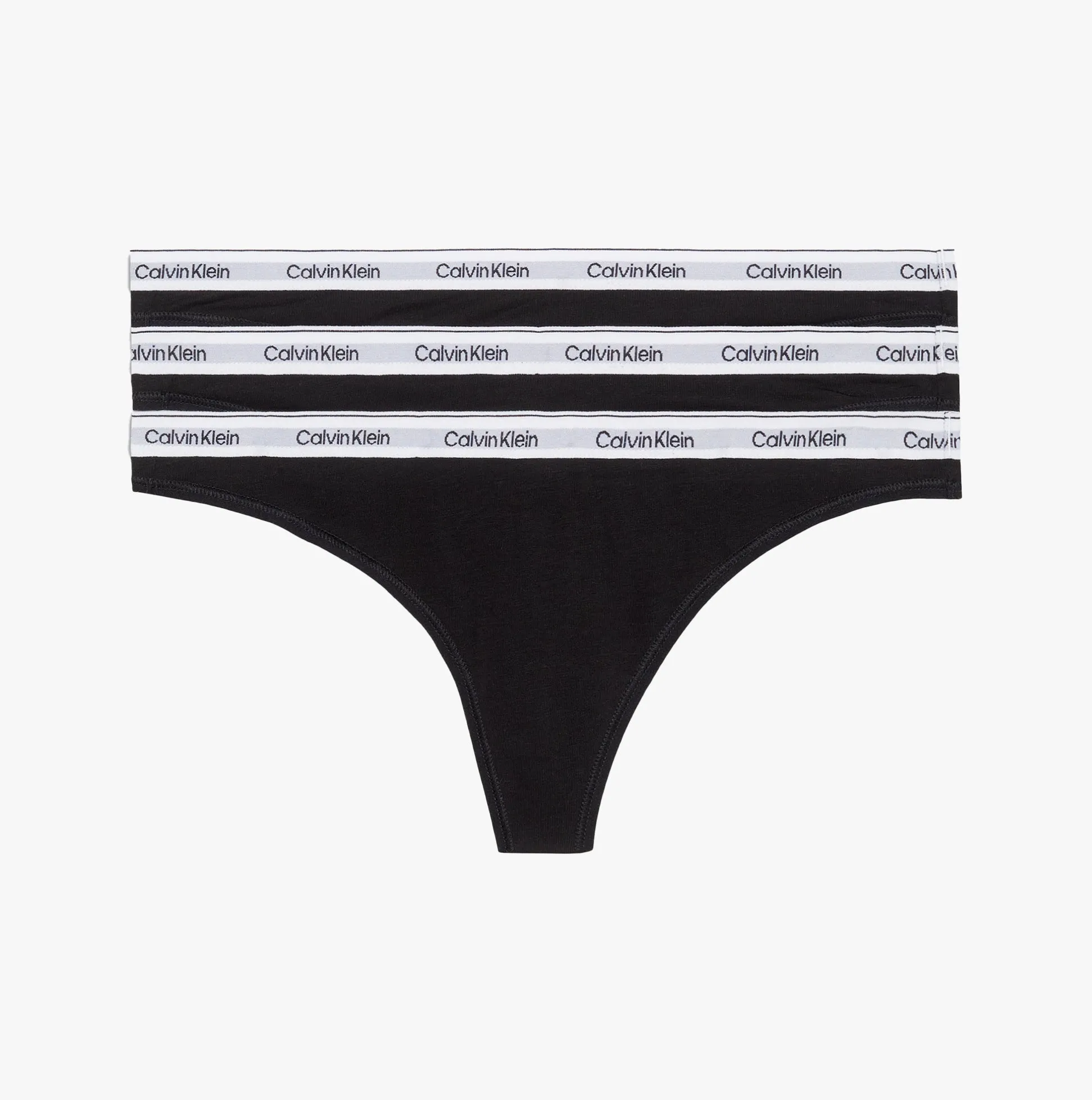 Calvin Klein MODERN LOGO 3 Pack Womens Thongs Black
