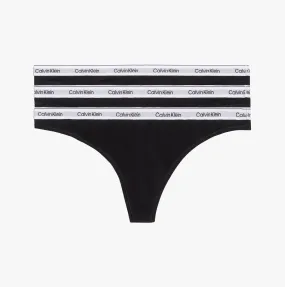 Calvin Klein MODERN LOGO 3 Pack Womens Thongs Black