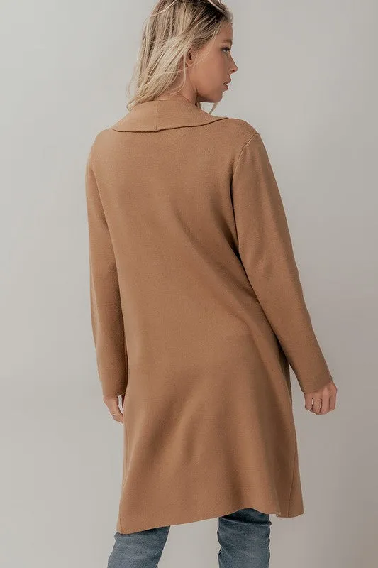 Camel Longline Open Coat