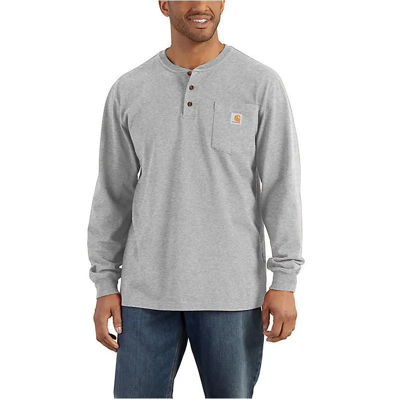 Carhartt Men's Loose Fit Heavyweight Long Sleeve Henley Pocket T-Shirt