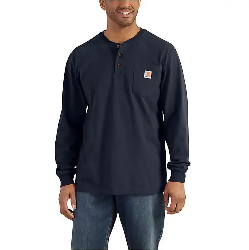 Carhartt Men's Loose Fit Heavyweight Long Sleeve Henley Pocket T-Shirt