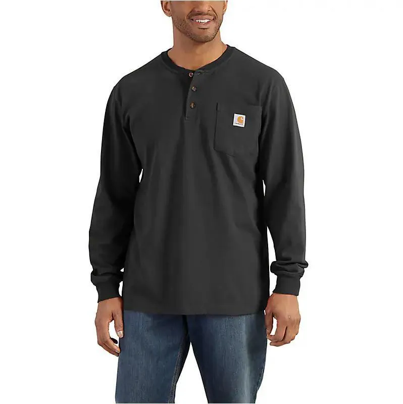 Carhartt Men's Loose Fit Heavyweight Long Sleeve Henley Pocket T-Shirt