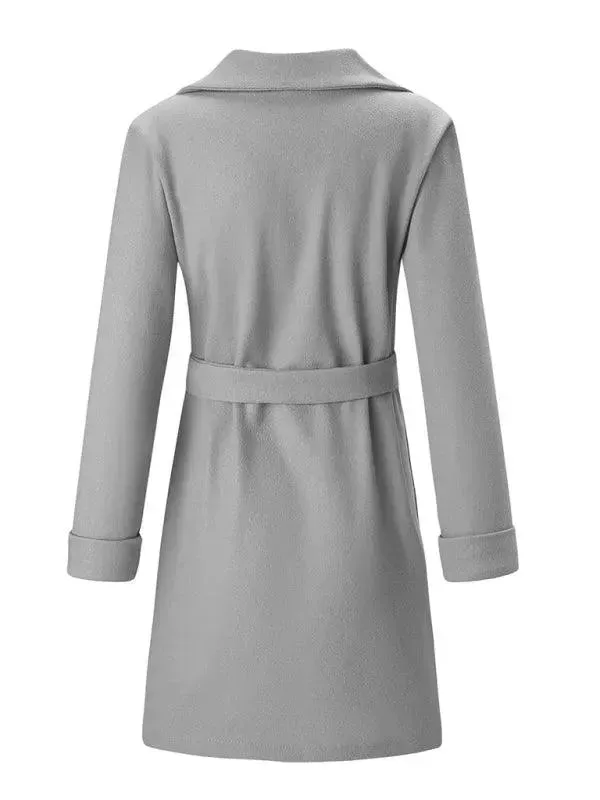 Casual Belted Women Wrap Coat