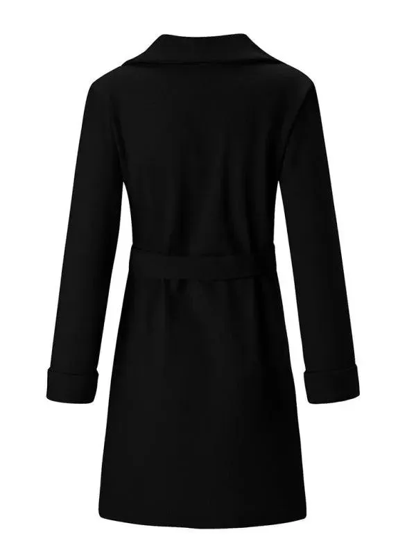 Casual Belted Women Wrap Coat