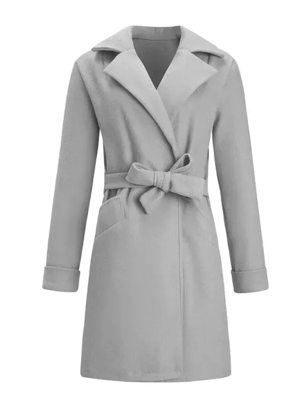 Casual Belted Women Wrap Coat