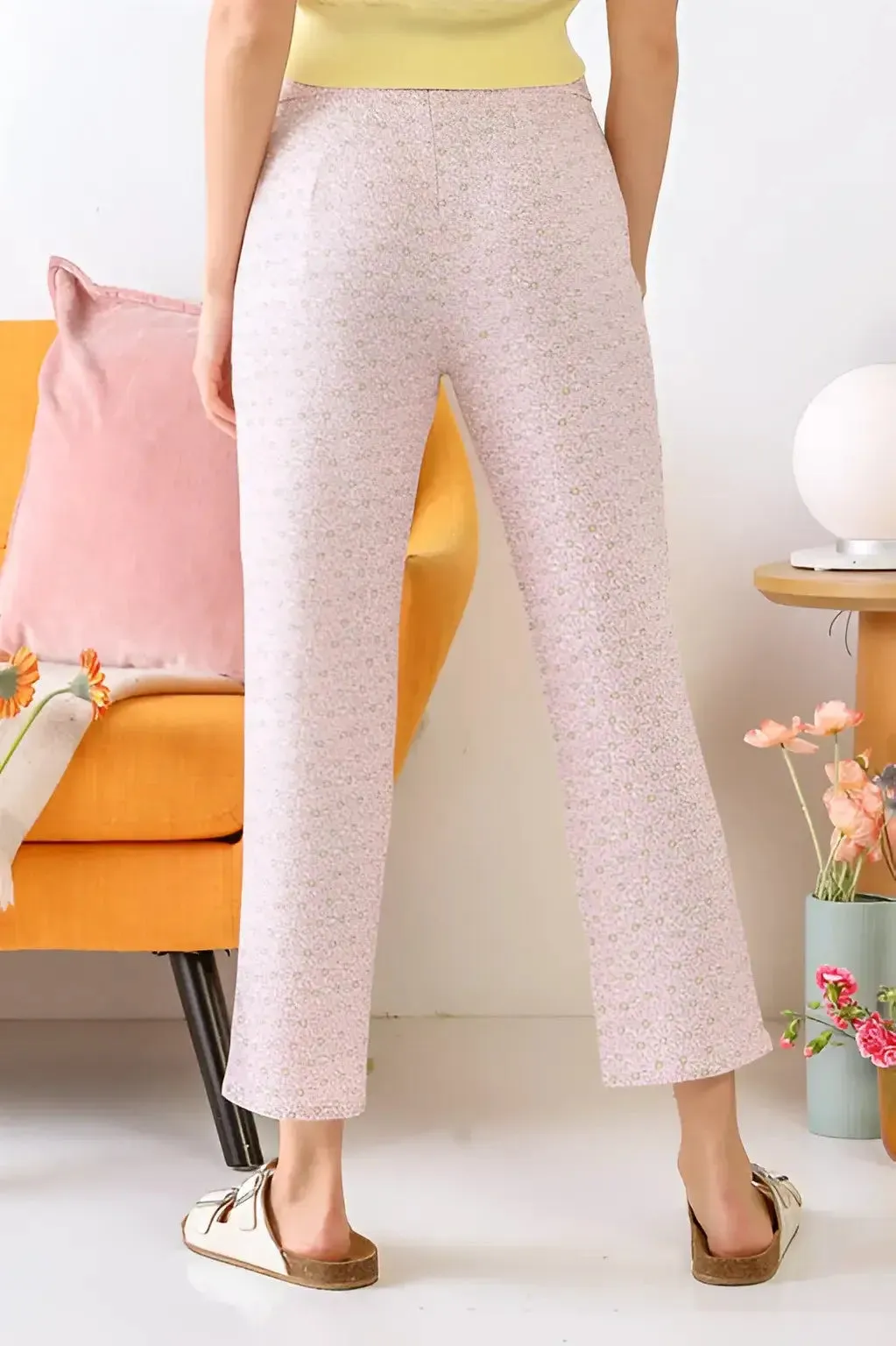 CHAMOMILE PRINT TWO POCKET HIGH WAIST PANTS