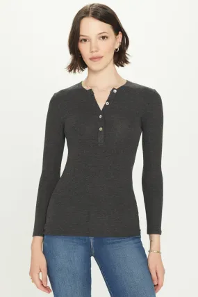Charcoal Heather Ribbed Henley Shirt