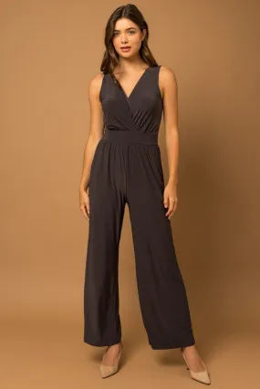 Charcoal Surplice Jumpsuit