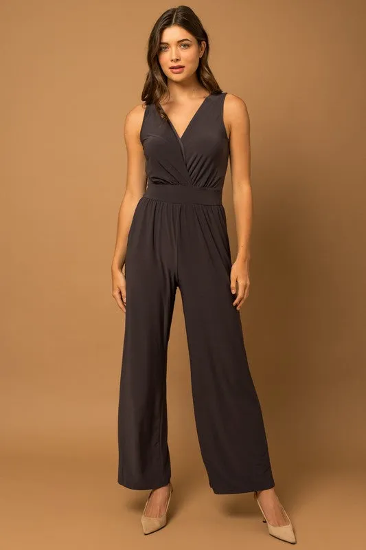 Charcoal Surplice Jumpsuit