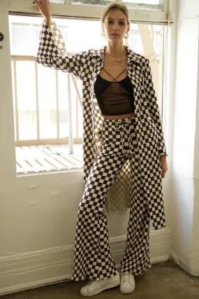 Checkerboard Long Cardigan