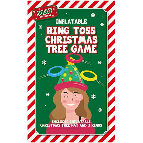 Christmas Inflatable Ring Toss Game - Festive Holiday Party Activity Santa Claus Reindeer Snowman