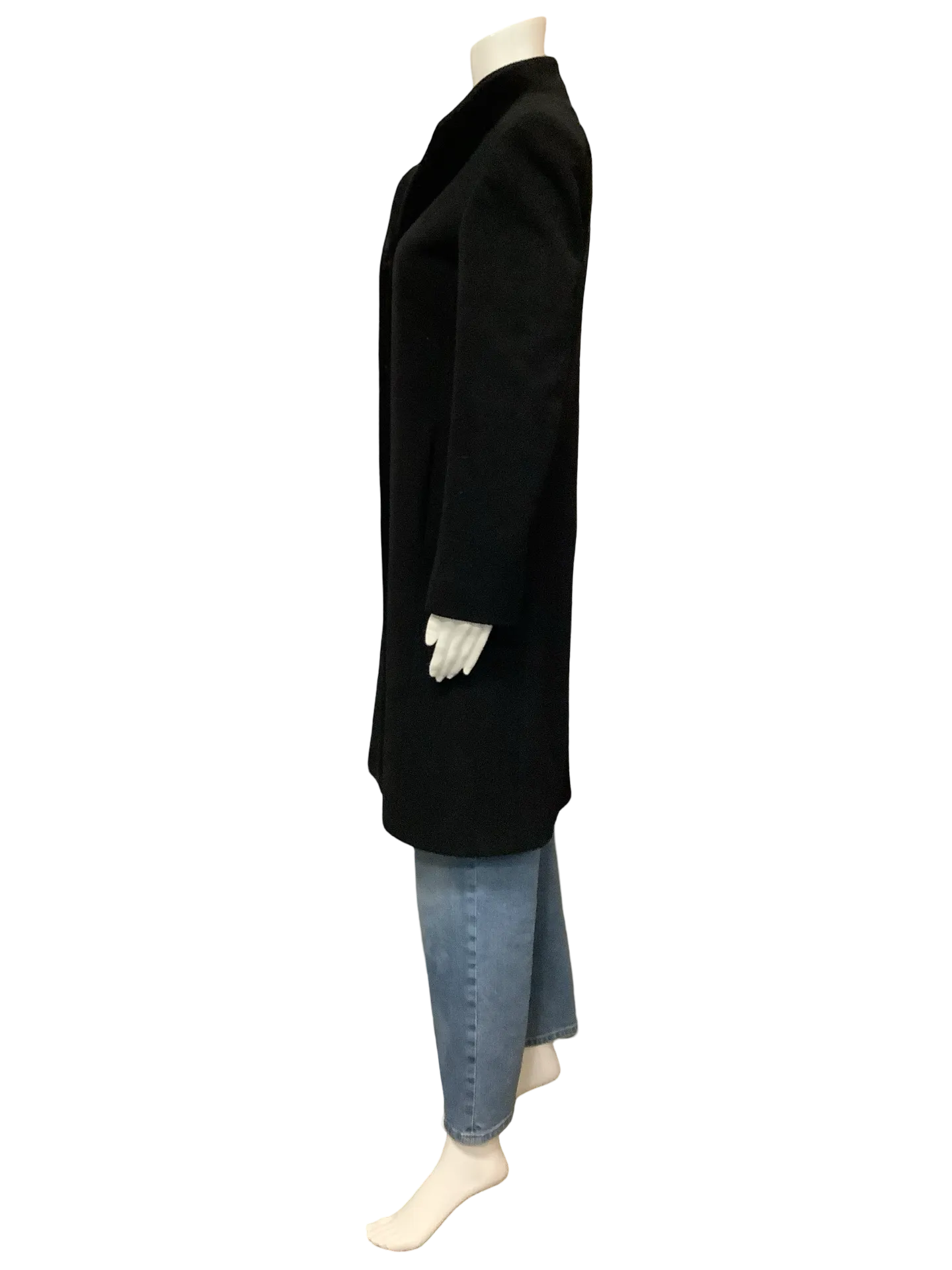 Cinzia Rocca Midi Button Up Wool Coat Black Size: S/2