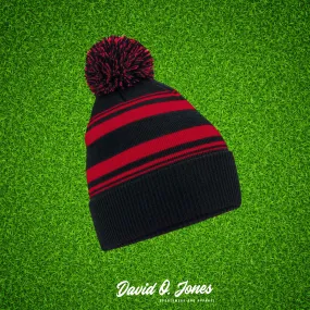 Classic Black Red Striped Fan Beanie Hat
