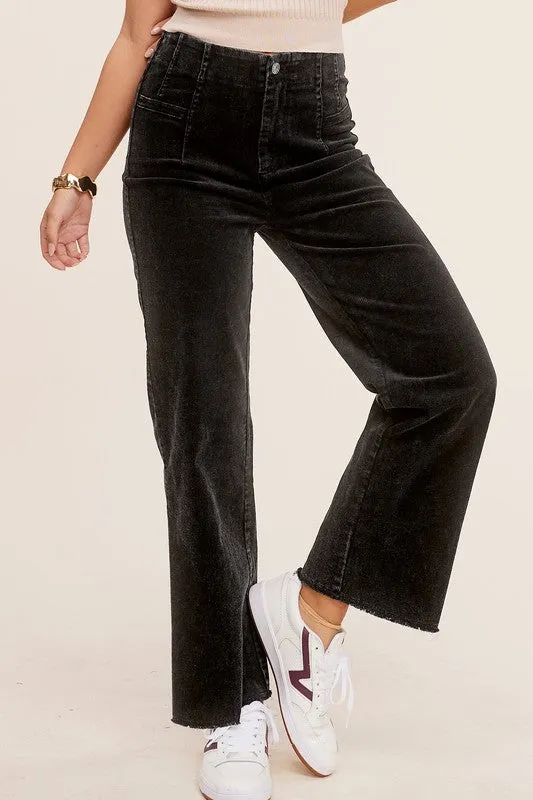 Corduroy Candice Pants for Women High Waist Wide Leg Pants with Pockets