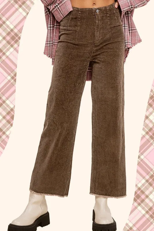 Corduroy Candice Pants for Women High Waist Wide Leg Pants with Pockets