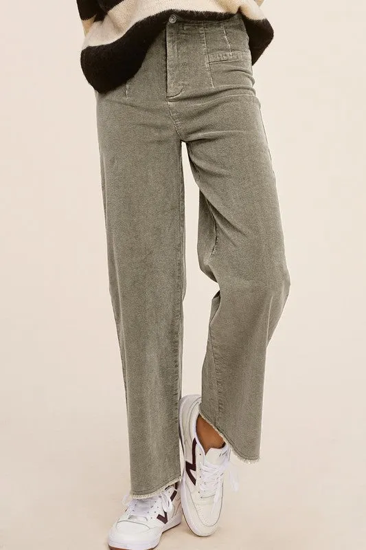 Corduroy Candice Pants for Women High Waist Wide Leg Pants with Pockets