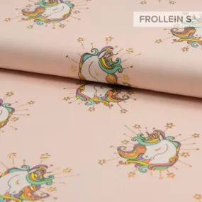 Cotton Jersey - Rainbow Unicorn - Foil - Rose