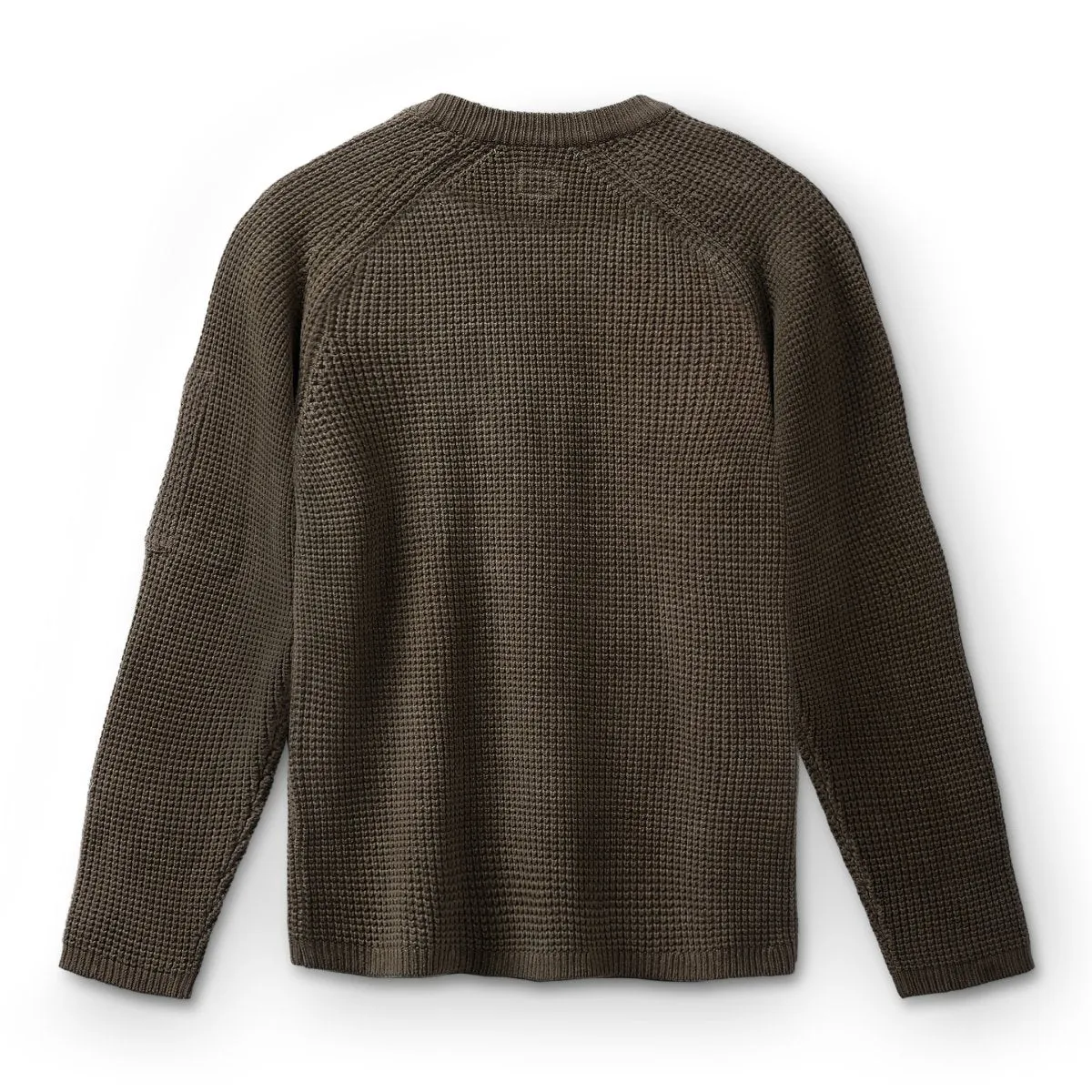 C.P. Company Men's Cotton Chenille Crewneck Waffle Knit Walnut/Beige